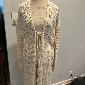Free People Cream Open-Knit Cardigan Size S